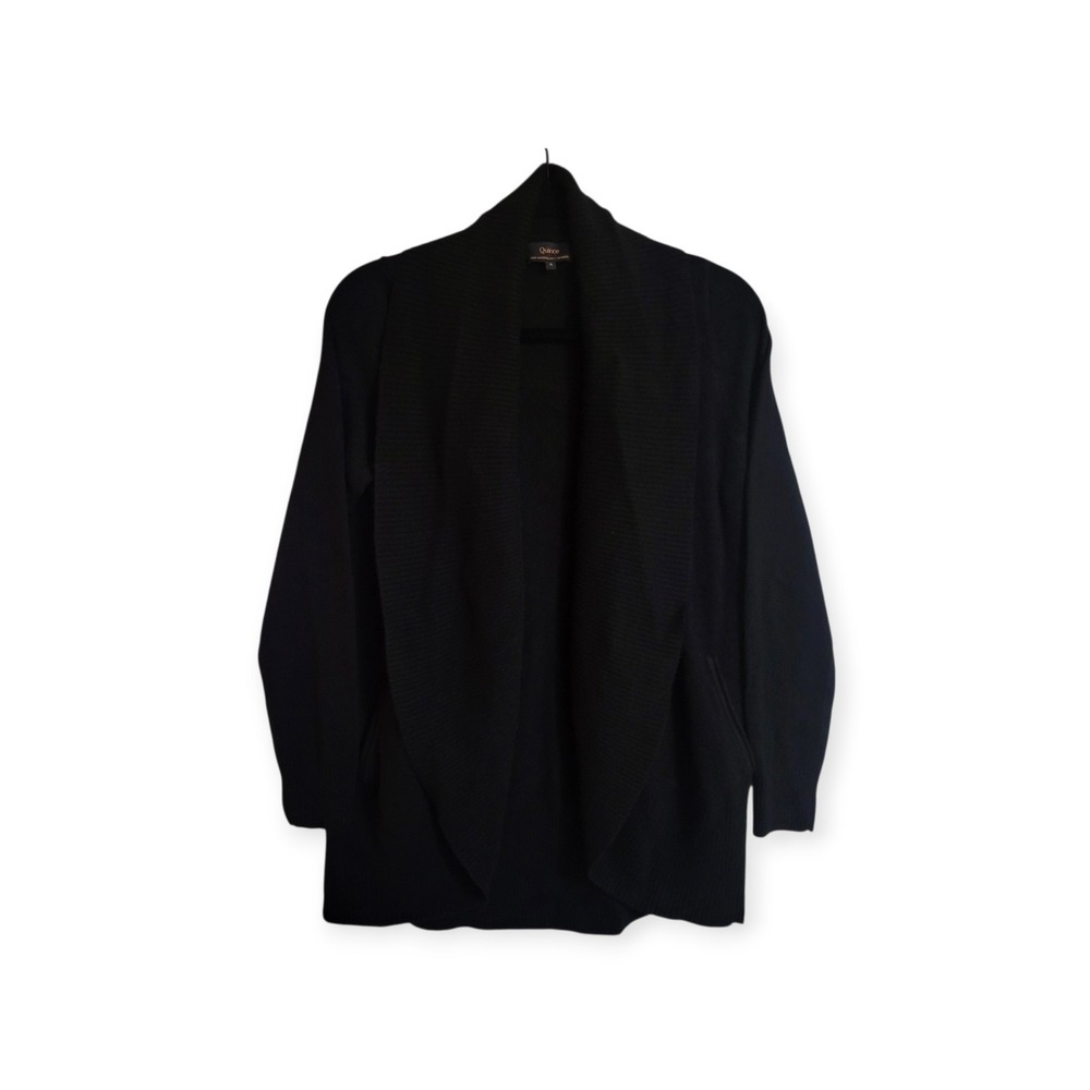 Quince S NWOT Mongolian Cashmere Open Cardigan Sweater Black Quiet Lux Minimal - Picture 9 of 12